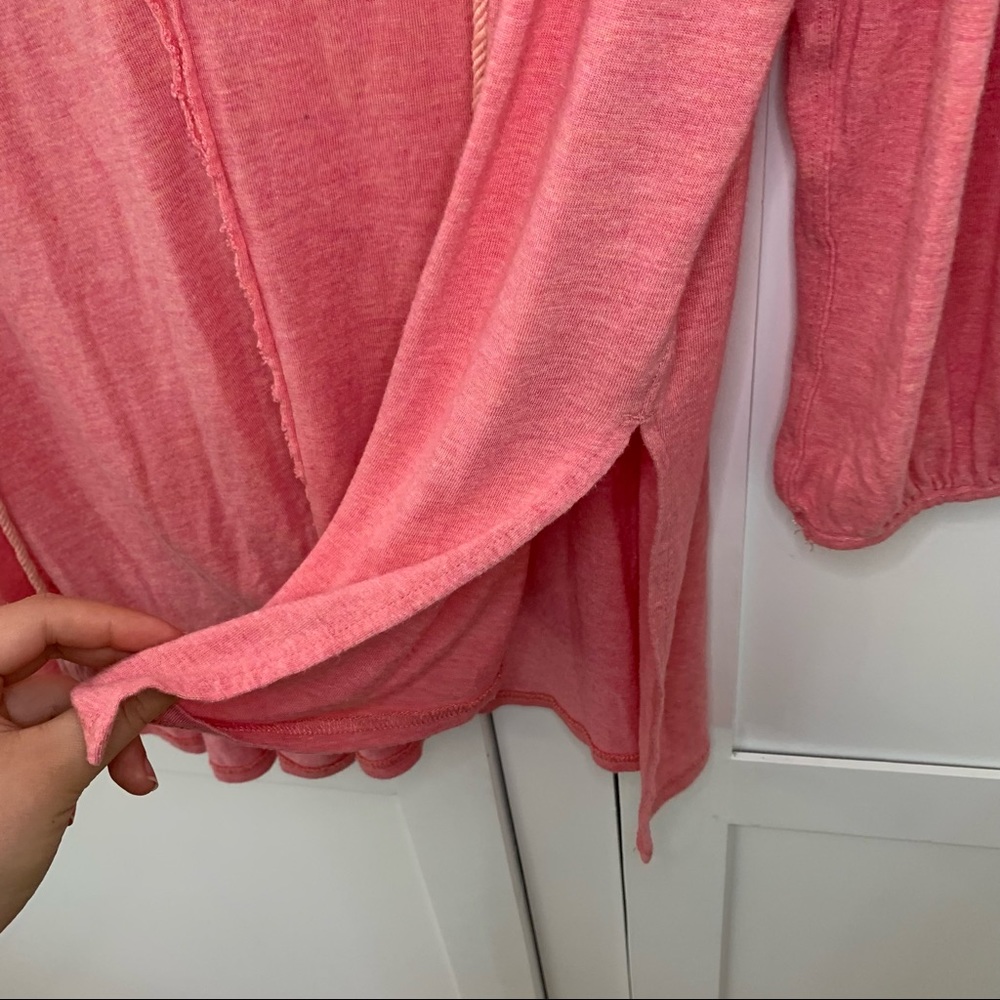 We The Free Pink Linen Blend V Neck ¾ Sleeve Top Size Small - Picture 8 of 12